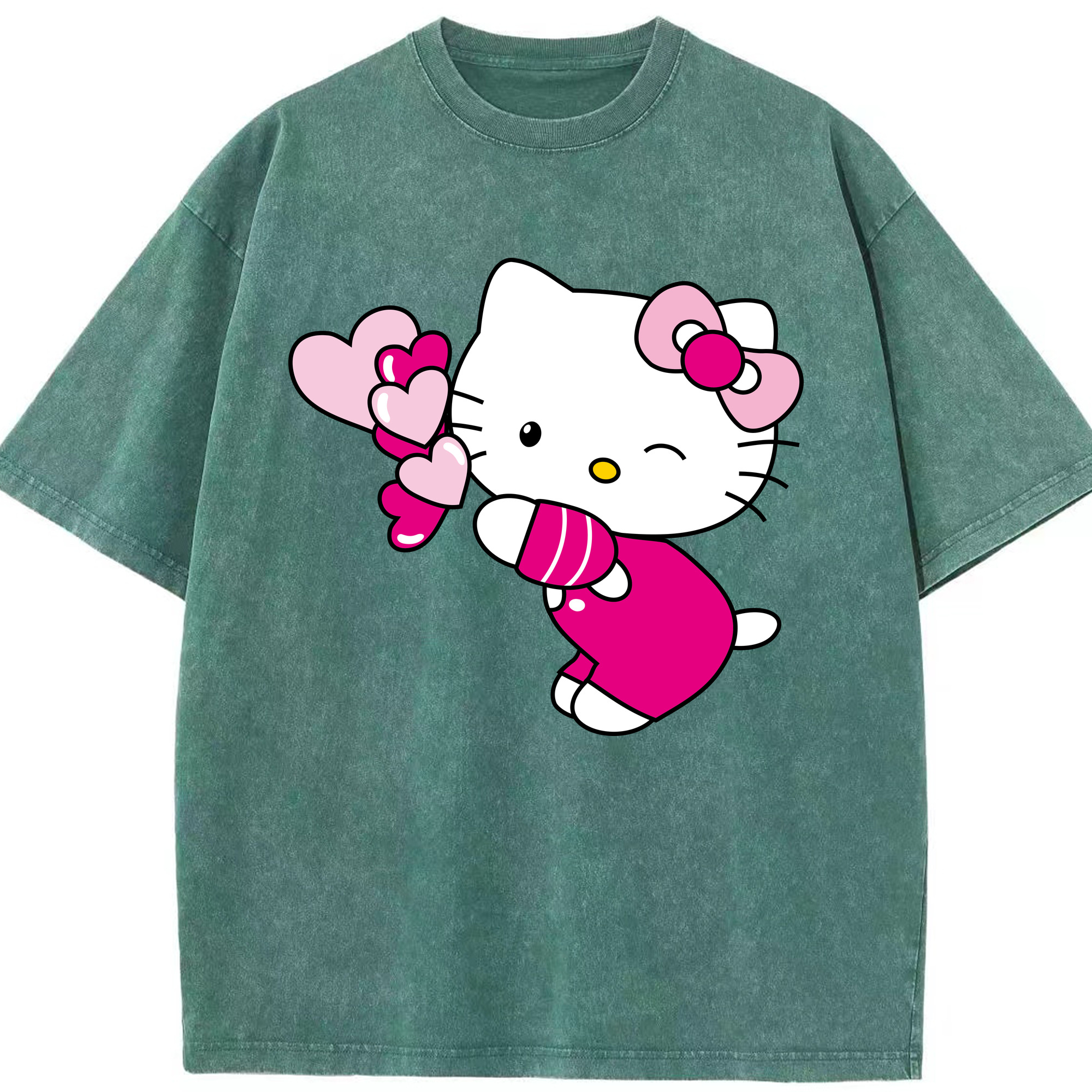 （画像用） Hello Kitty ハローキティ 綿100% ヴィンテージ風 半袖Tシャツ（フロントプリント）